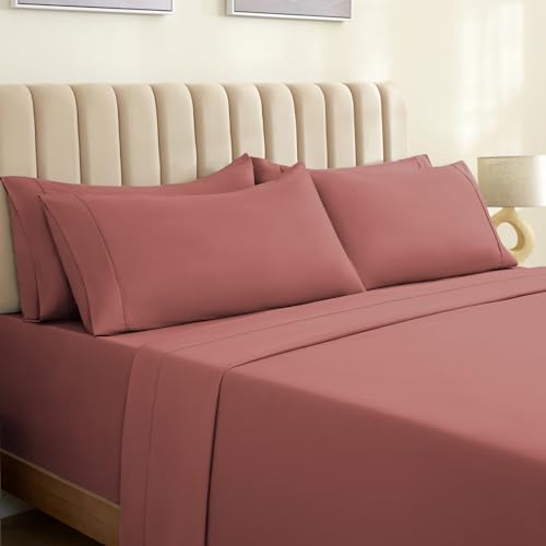 Zunatero Queen Sheet Set – Silky Soft Cooling Microfiber, Salmon Pink