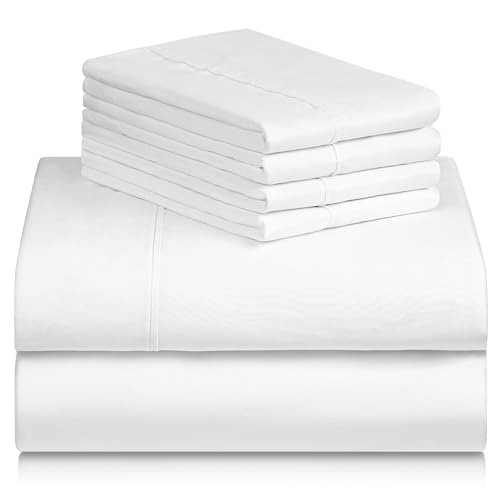 Zunatero 6PC Queen Sheet Set – Cooling Microfiber, Deep Pocket, Snow White