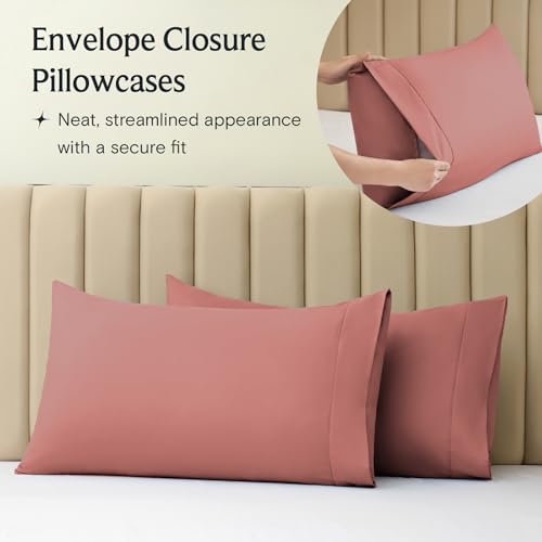 Zunatero Queen Sheet Set – Silky Soft Cooling Microfiber, Salmon Pink
