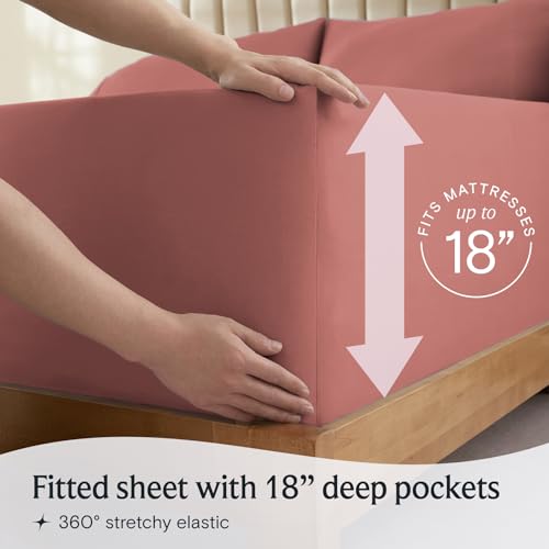 Zunatero Queen Sheet Set – Silky Soft Cooling Microfiber, Salmon Pink