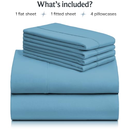 Zunatero 6PC Queen Sheet Set – Cooling Microfiber, Deep Pocket, Denim
