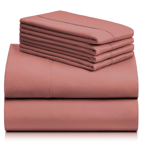 Zunatero Queen Sheet Set – Silky Soft Cooling Microfiber, Salmon Pink
