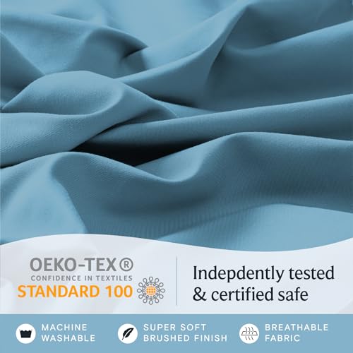 Zunatero 6PC Queen Sheet Set – Cooling Microfiber, Deep Pocket, Denim