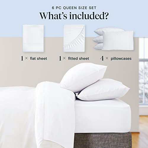 Zunatero 6PC Queen Sheet Set – Cooling Microfiber, Deep Pocket, Snow White