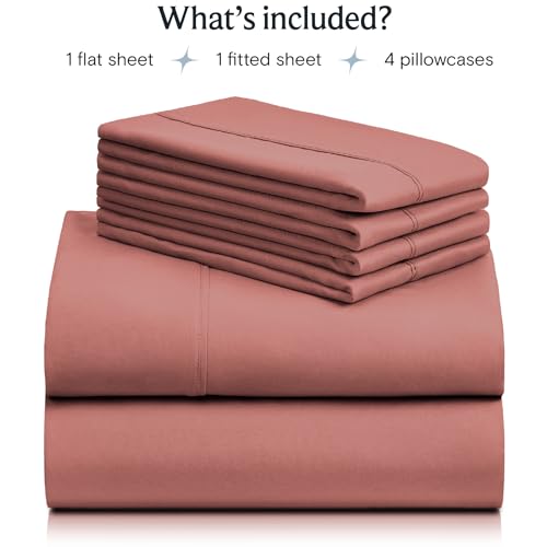 Zunatero Queen Sheet Set – Silky Soft Cooling Microfiber, Salmon Pink