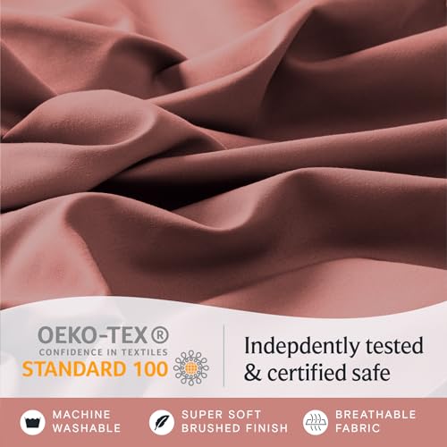 Zunatero Queen Sheet Set – Silky Soft Cooling Microfiber, Salmon Pink