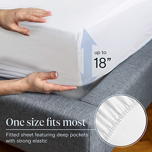 Zunatero 6PC Queen Sheet Set – Cooling Microfiber, Deep Pocket, Snow White