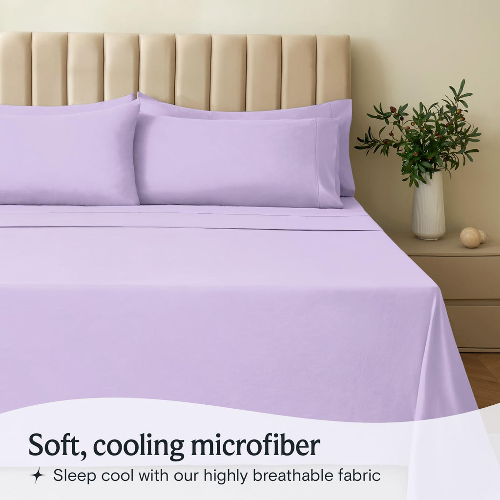 Zunatero 6PC Queen Sheet Set – Cooling Microfiber, Deep Pocket, Periwinkle